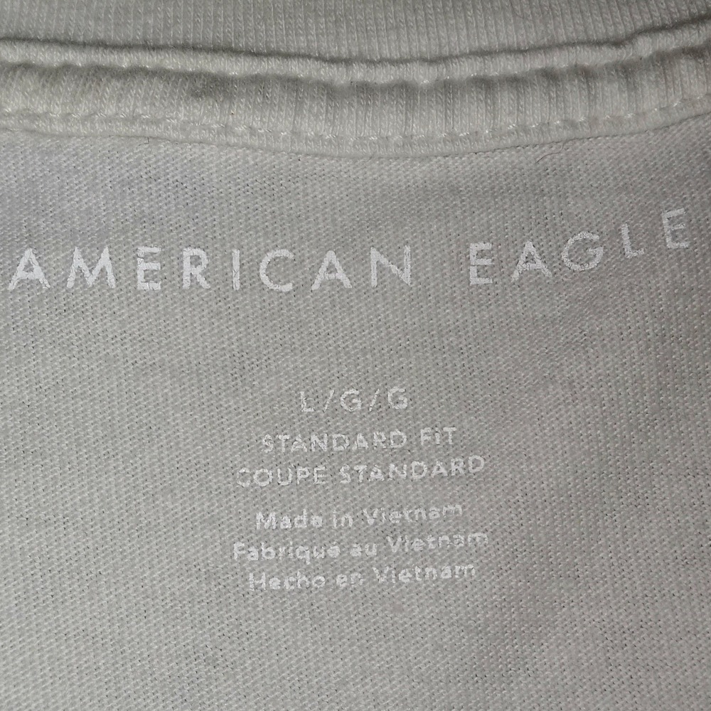 American Eagle T-Shirt Mens Large White Red Ombre Dip Dye Logo Tee - Picture 2 of 8